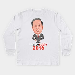 Marco Rubio 2016 President Caricature Kids Long Sleeve T-Shirt